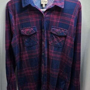 Vintage Blue and Pink Plaid Button-Down Shirt
